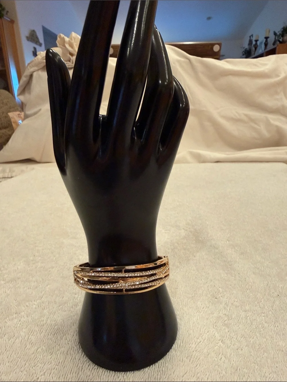 Gold & Silver Tone Multi-Row Crystal Stretch Bangle Bracelet